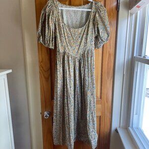 Doen- Abrielle Dress size XL - Sunshine poppy bell floral- Liberty Fabric